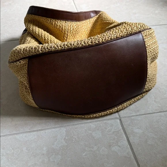 Yves Saint Laurent Roady Natural Raffia Woven Brown Leather Large Hobo bag - Picture 9 of 13